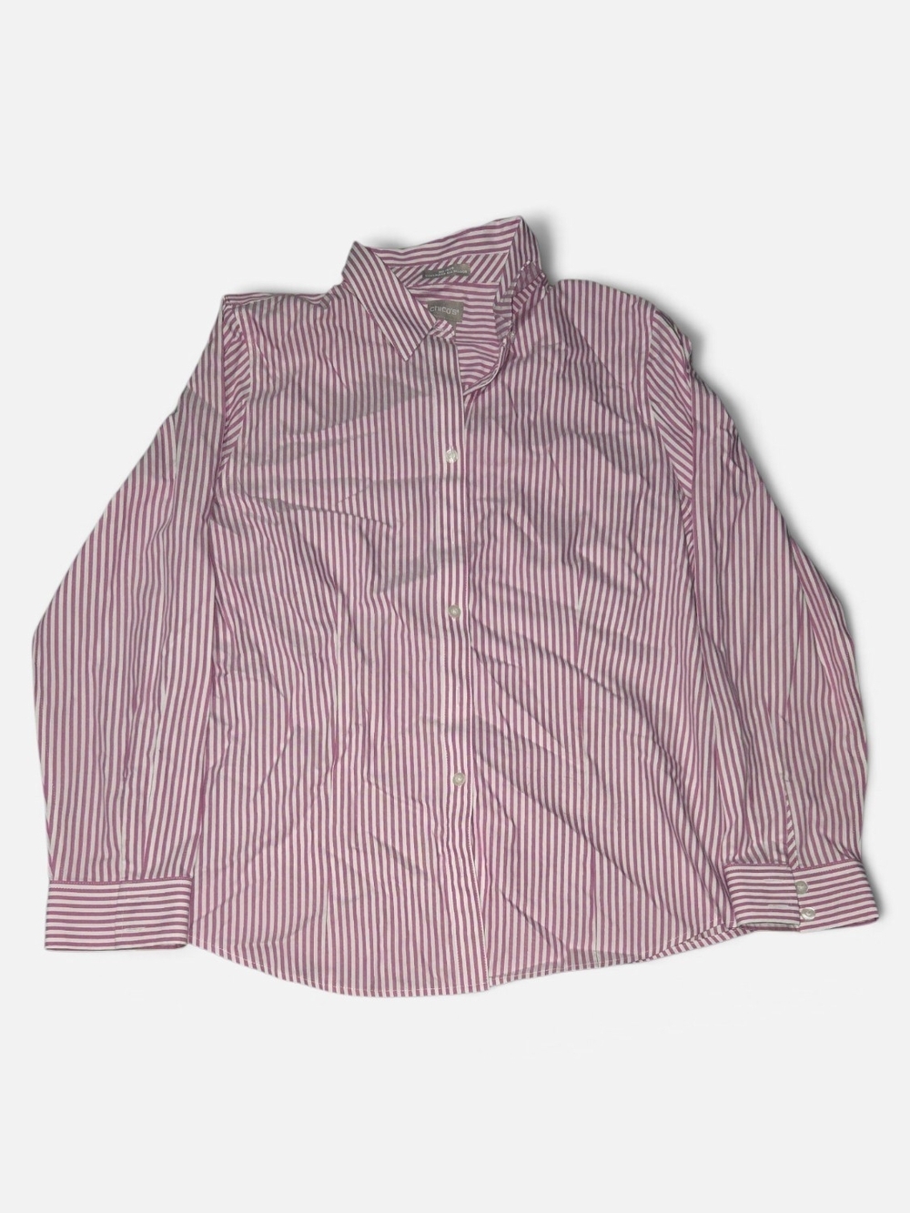 Chico's Pink and White Striped Dress Shirt